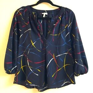 Joie V Neck Blouse Size Medium Blue Office Workwear Professional